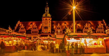 Deurstickers Kerstmarkt Leipzig © panoramaphoto