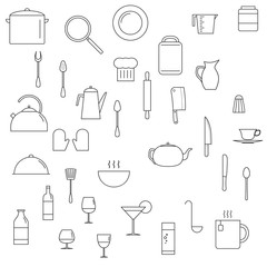 Dishes icons set