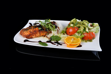 roasted fish and  rice