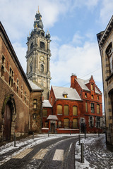 Obraz premium Bell tower in Mons, Belgium, the Capital of Culture