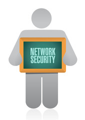 network security avatar holding sign concept
