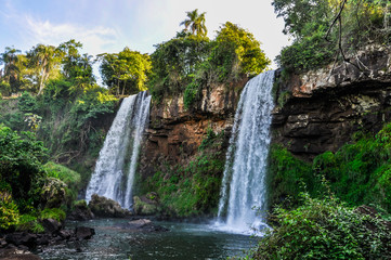 Fototapeta na wymiar Double waterfall, Iguazu Falls, Argentina