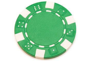 Naklejka premium Green poker chip isolated on white background