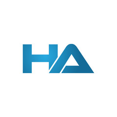 HA company linked letter logo blue