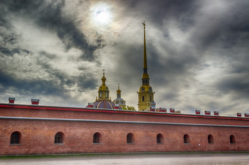 Spire  Peter and Paul Cathedral bell tower fortress wall St.-Pet © SergeyS