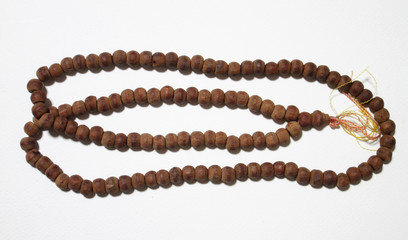 Thai wooden rosary isolated on white background