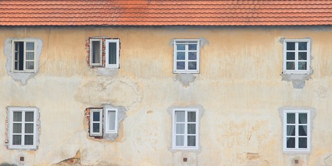 Fototapeta na wymiar New windows on old castle