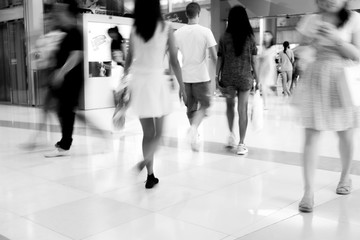 Motion blur walking people