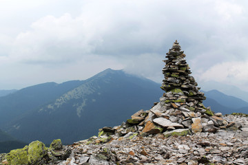 Pile of stones on the top of mountain