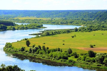 Nemunas river curve view from Vilkija church