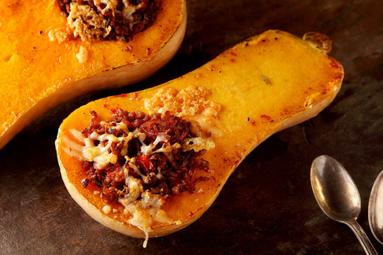 Delicious spicy filling in a fall butternut squash