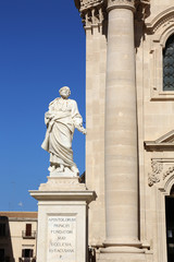 Fototapeta na wymiar Statue of Saint Peter Ortygia Cathedral Sicily