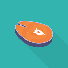 Piece fish with a long shadow flat style