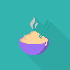 Hot dish with long shadow flat style