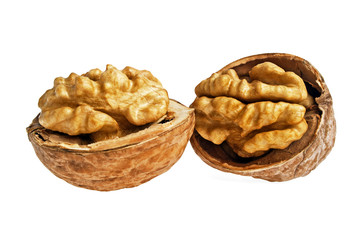 Dried walnuts isolated on white background