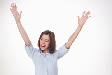 successful business woman on white background