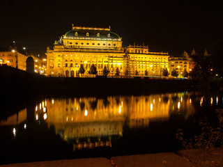 National Theatre in Prague at night