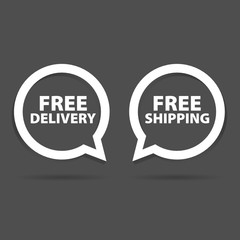speech bubble of free delivery and shipping vector