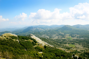 Fototapeta na wymiar Lovcen National Park, Montenegro. Mountain view. Lovcen Mountains. View of the mountain valley.