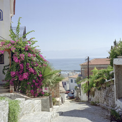 Street view in Koroni / Greece back in July 1998. Scan from a negative.