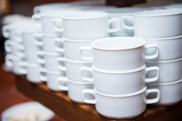 pile of white soup cups