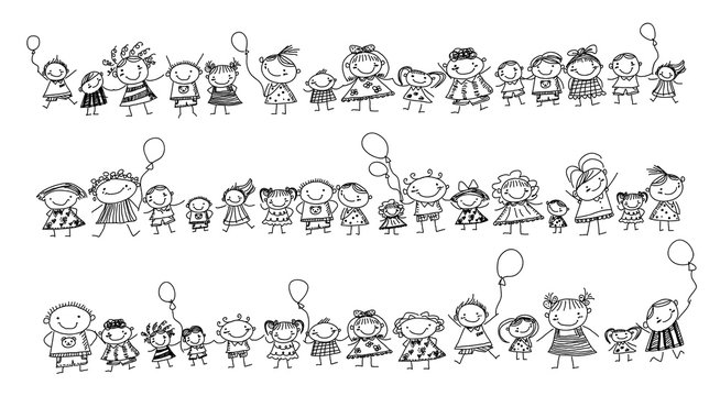 Group of sketch kids