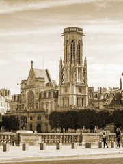 PARIS, FRANCE, on AUGUST 28, 2015. Tower Seong-Jacques (fr. Tour Saint-Jacques)  - one of...