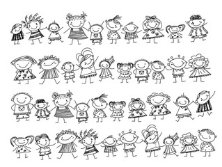 Group of sketch kids
