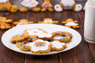 Cookies little men on a wooden table