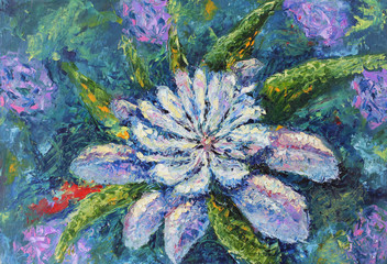 large wild flower, oil painting