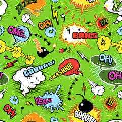 Colorful comics seamless bubbles pattern 