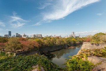 Obraz premium Osaka Skyline from Osaka Castle