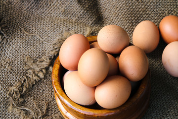 Raw egg put on old sack