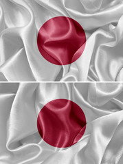 Fototapeta premium Cloth Japanese flag set
