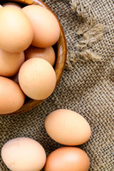 Raw egg put on old sack