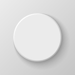 White Blank Circle Button Icon on Light Background. Vector