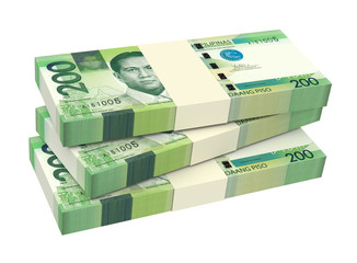 Philippines money isolated on white background. Computer generated 3D photo rendering.