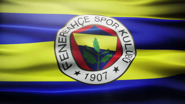 Waving Fenerbahce football flag.