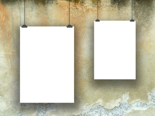Two vertical frames unequal with clips on grungy background