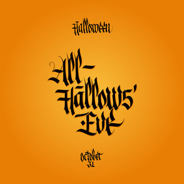 All hallows eve calligraphy. Halloween lettering. Vector illustration.
