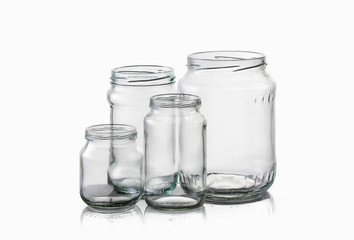 Glass. Empty glass jar over white background