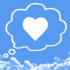 Cloud shaped as thinking of falling in love