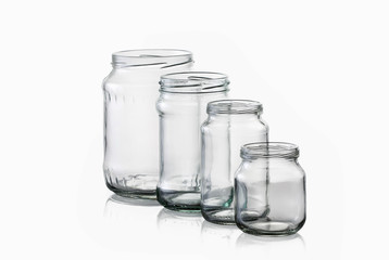 Glass. Empty glass jar over white background