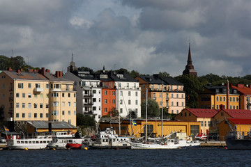 Fototapeta na wymiar Stockholm, le port sur la Baltique, Suède