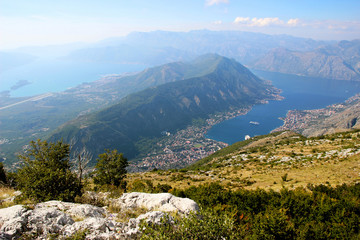 Fototapeta na wymiar Kotor view. Kotor bay, Montenegro. Adriatic sea. Sea view. Mountains view