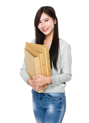 Asian woman hold with folder