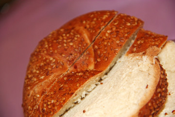 fresh bread and wheat on the wooden
