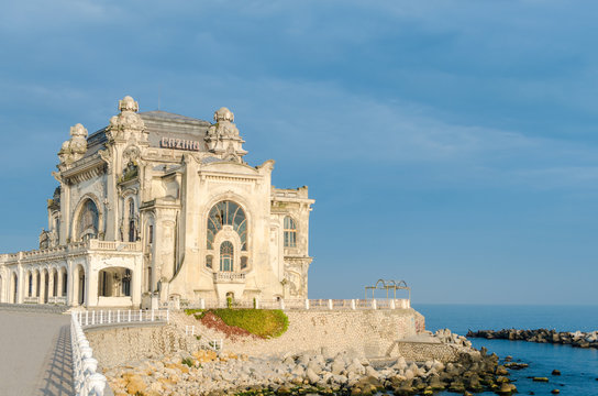 Old Constanta Casino and Harbor viewed from seafront 