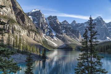 One of the many iconic views of Moraine Lake in Banff.