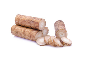 Fresh Burdock roots on white background